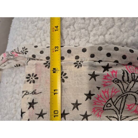 Free People Gauze Muslin‎ Reusable Tote Bag White Pink Print 18x17 Large Eco Bag - Picture 4 of 5